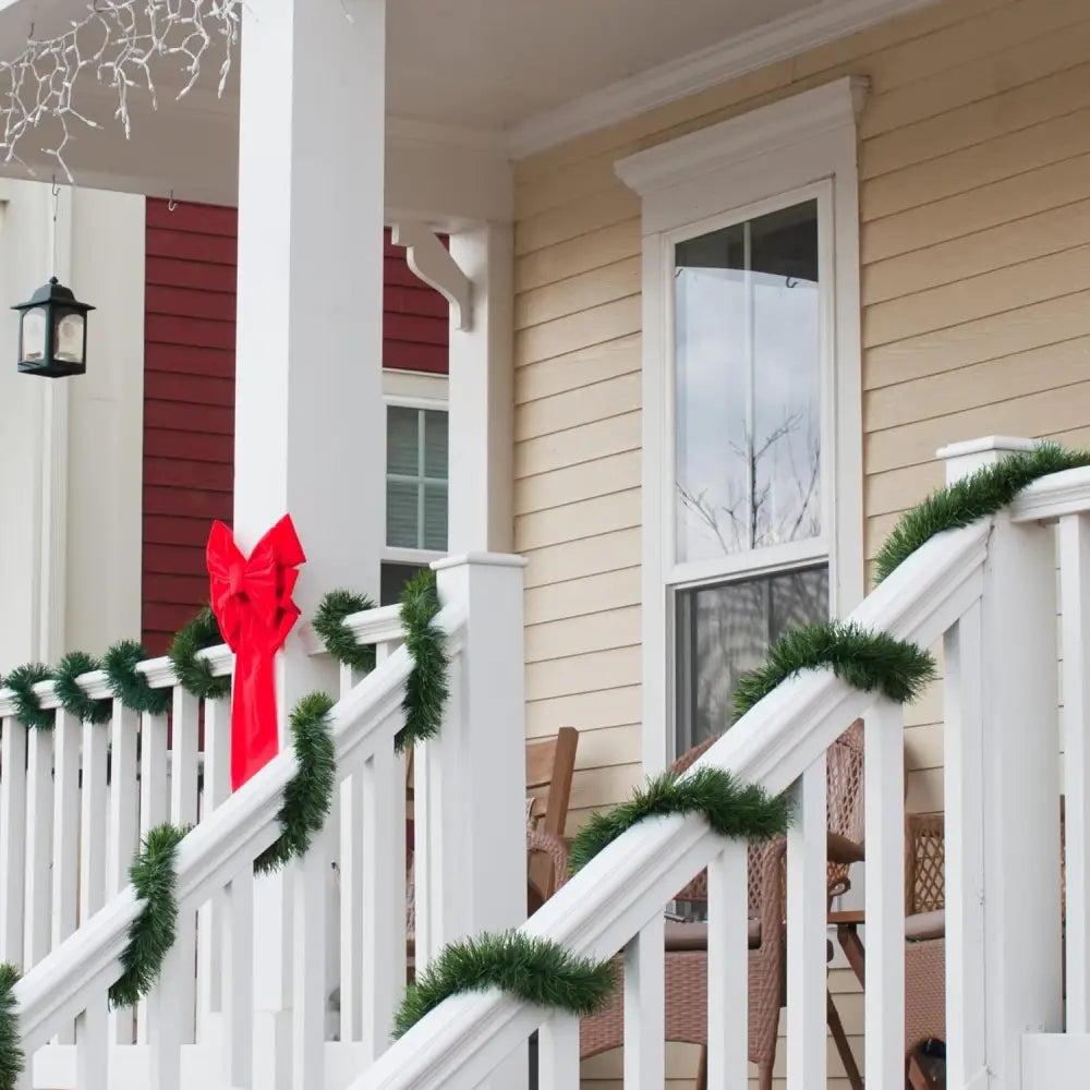 4E’s 50 Foot Christmas Garland – Flexible Non-Shedding Indoor/Outdoor Garland for Stairs Banister & More