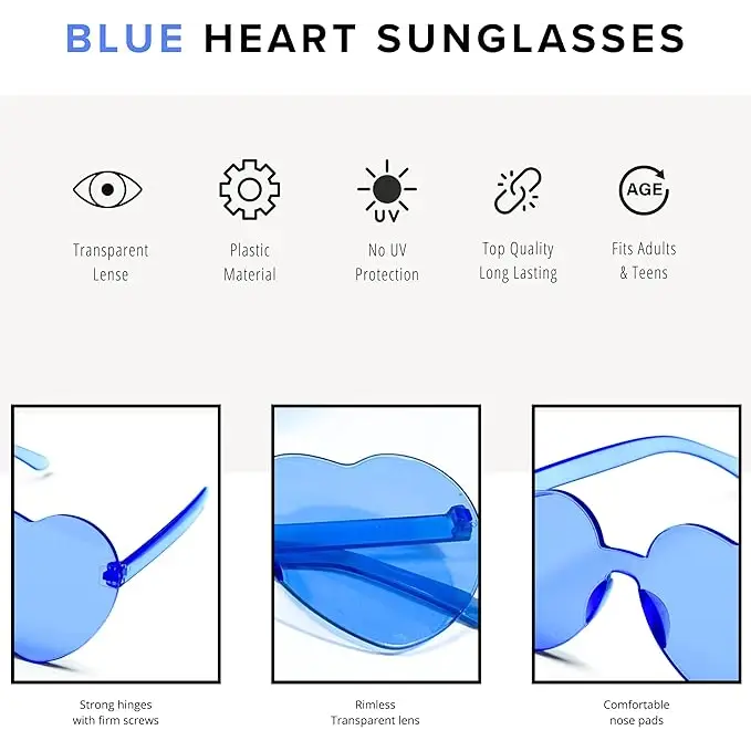 4E’s Light Blue Cowboy Hat with Feathers & Heart Glasses – Rodeo Costume Set - Costume Accessories