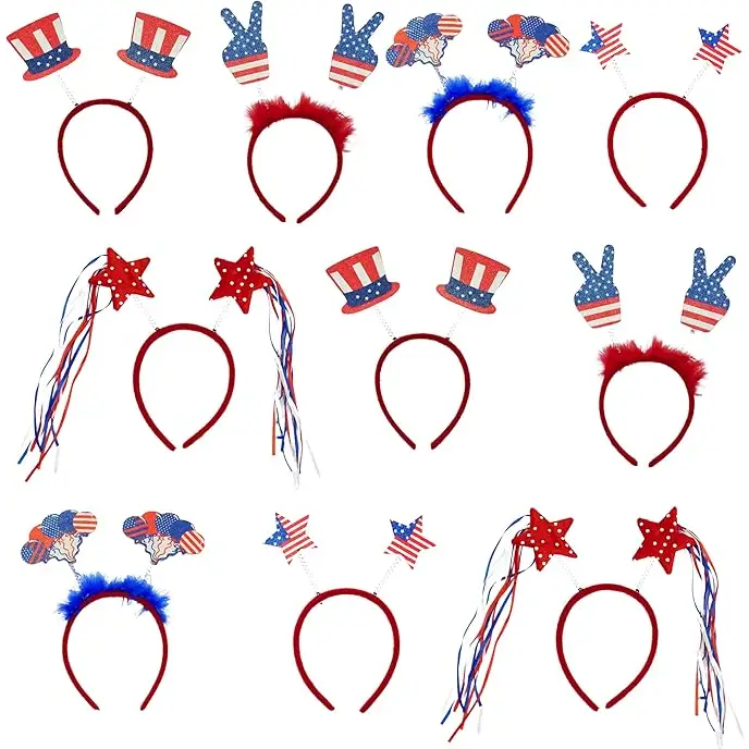4E’s Novelty 10 Pack 4th of July Headband – Patriotic Accessories for Kids & Adults