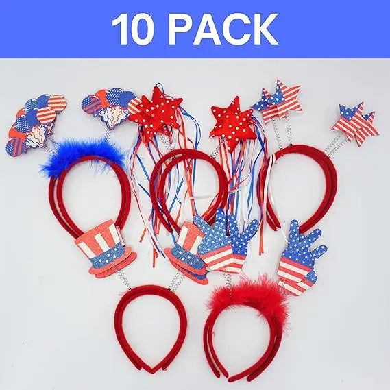4E’s Novelty 10 Pack 4th of July Headband – Patriotic Accessories for Kids & Adults
