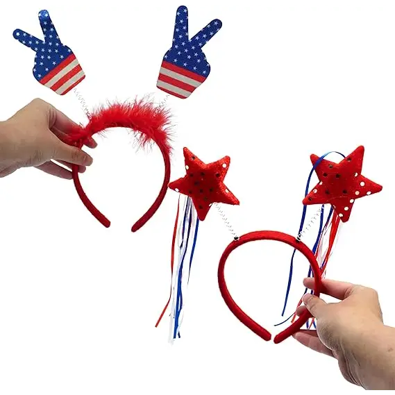 4E’s Novelty 10 Pack 4th of July Headband – Patriotic Accessories for Kids & Adults