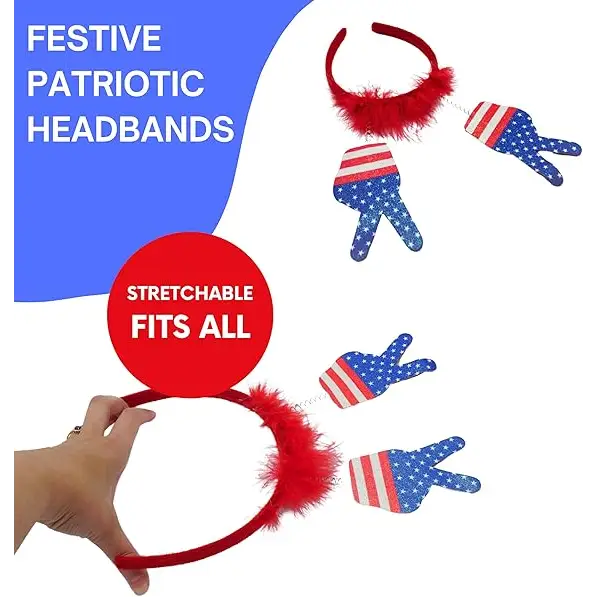 4E’s Novelty 10 Pack 4th of July Headband – Patriotic Accessories for Kids & Adults