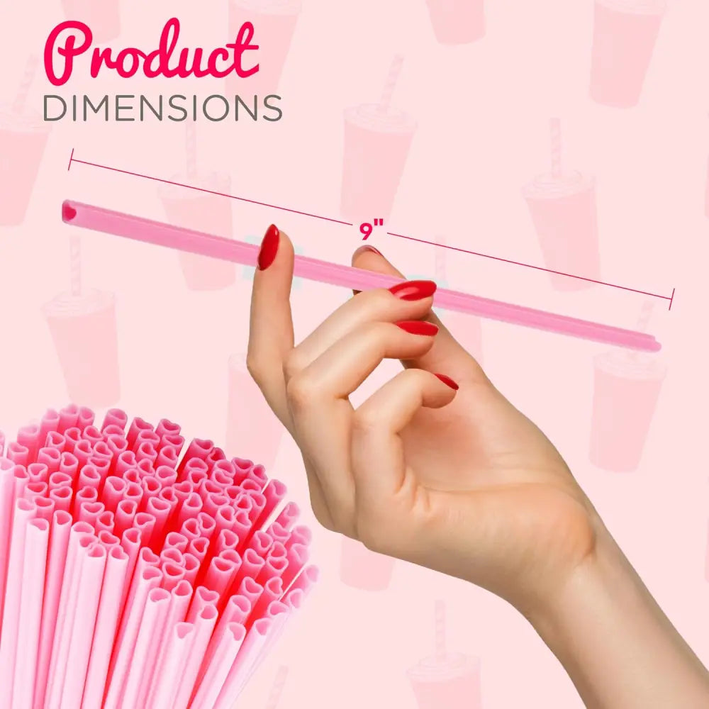 4E’s Novelty 100 Pink Heart Shaped Straws – Individually Wrapped Fun Straws for Valentine’s Day