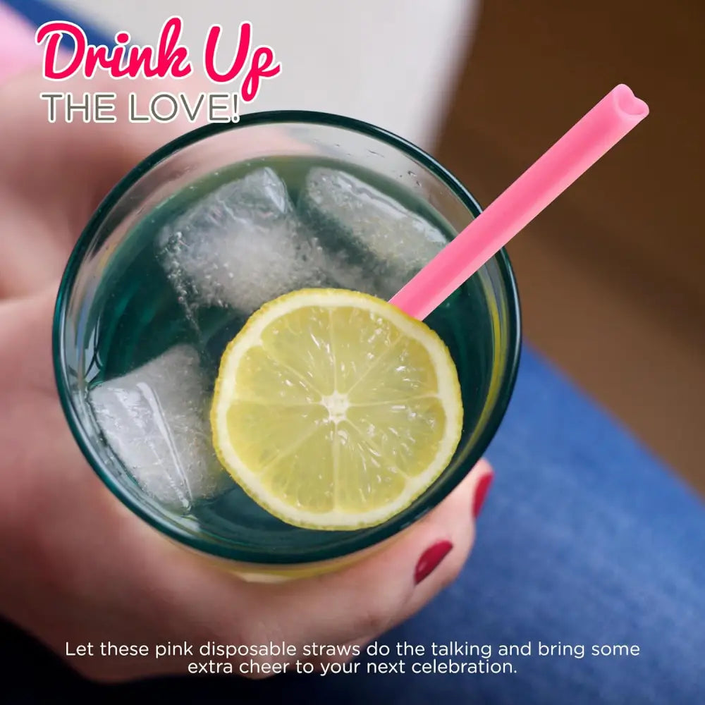 4E’s Novelty 100 Pink Heart Shaped Straws – Individually Wrapped Fun Straws for Valentine’s Day