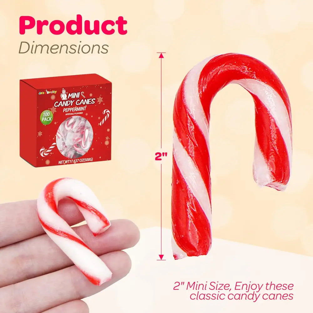 4E’s Novelty 100pc Mini Candy Canes Bulk - Individually Wrapped Classic Peppermint Flavor