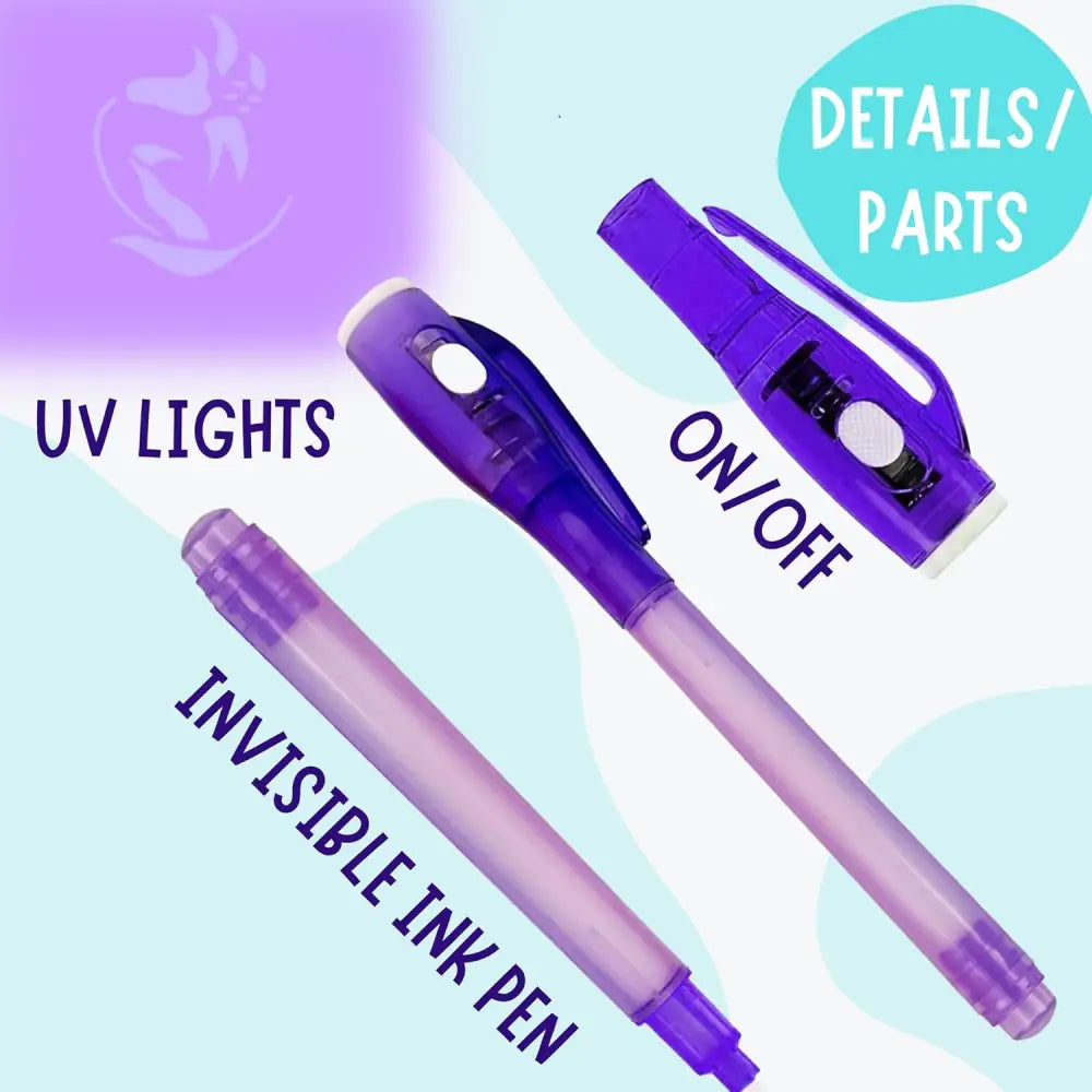 4E’s Novelty 12 Fun Pens for Kids – Magic UV Light Pens Notebooks & Goodie Bags for Spy Fun - Party Favors