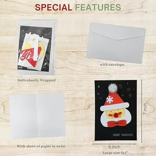 4E’s Novelty 12 Pack 2024 Christmas Card Making Craft Kit for Kids & Adults - Individually Wrapped Holiday DIY Handmade
