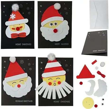 4E’s Novelty 12 Pack 2024 Christmas Card Making Craft Kit for Kids & Adults - Individually Wrapped Holiday DIY Handmade