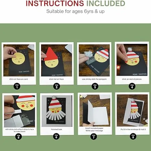 4E’s Novelty 12 Pack 2024 Christmas Card Making Craft Kit for Kids & Adults - Individually Wrapped Holiday DIY Handmade