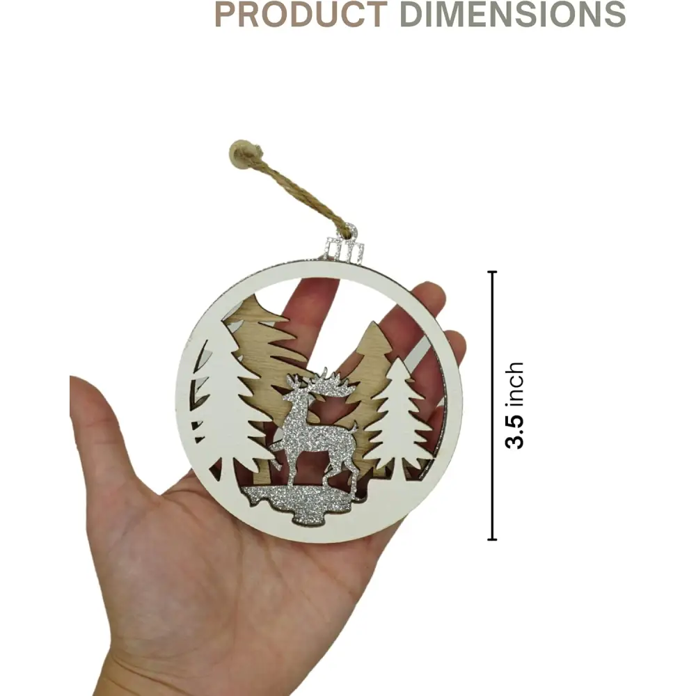 4E’s Novelty 12 Pack 3D Wood Reindeer Ornaments - Rustic Christmas Decorations for Tree or Home Perfect for Festive