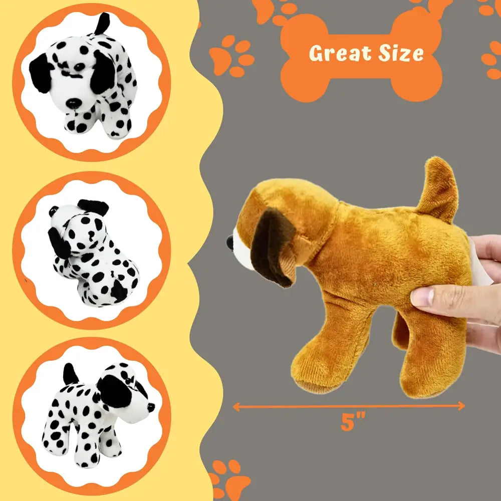 4Eโs Novelty 12-Pack Assorted 5โโ Plush Dog Party Favors โ Perfect for Dog-Themed Celebrations