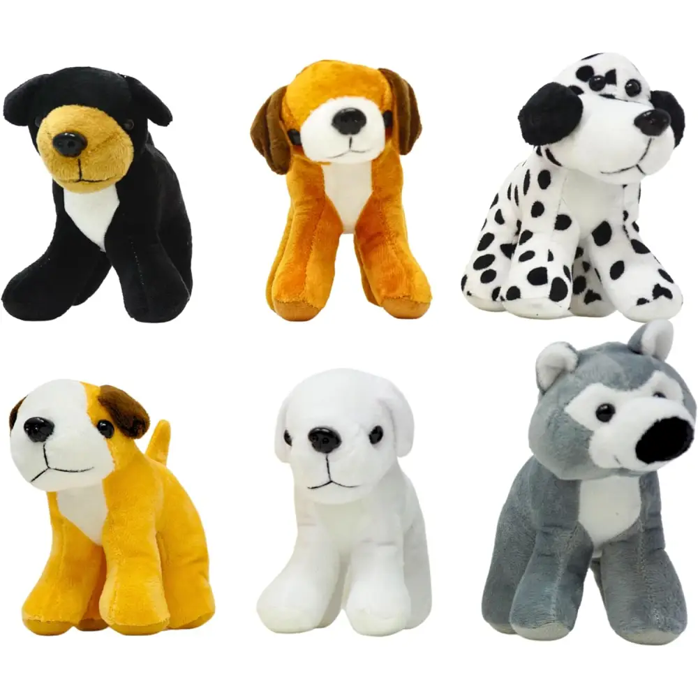 4Eโs Novelty 12-Pack Assorted 5โโ Plush Dog Party Favors โ Perfect for Dog-Themed Celebrations