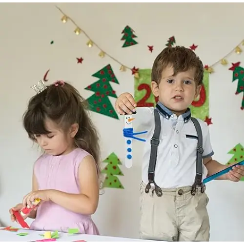 4E’s Novelty 12 Pack Christmas Snowman Stick Ornament Craft Kit - Fun DIY Snowman Ornament Kit Complete Snowman