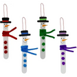 4E’s Novelty 12 Pack Christmas Snowman Stick Ornament Craft Kit - Fun DIY Snowman Ornament Kit Complete Snowman