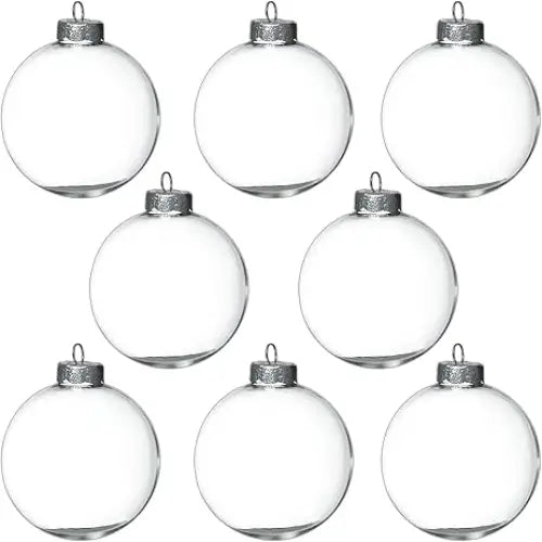 4E’s Novelty 12 Pack Clear Christmas Ornaments Balls - 3.15’’ Empty Ornaments to Fill for DIY Crafts - Easy to Paint &