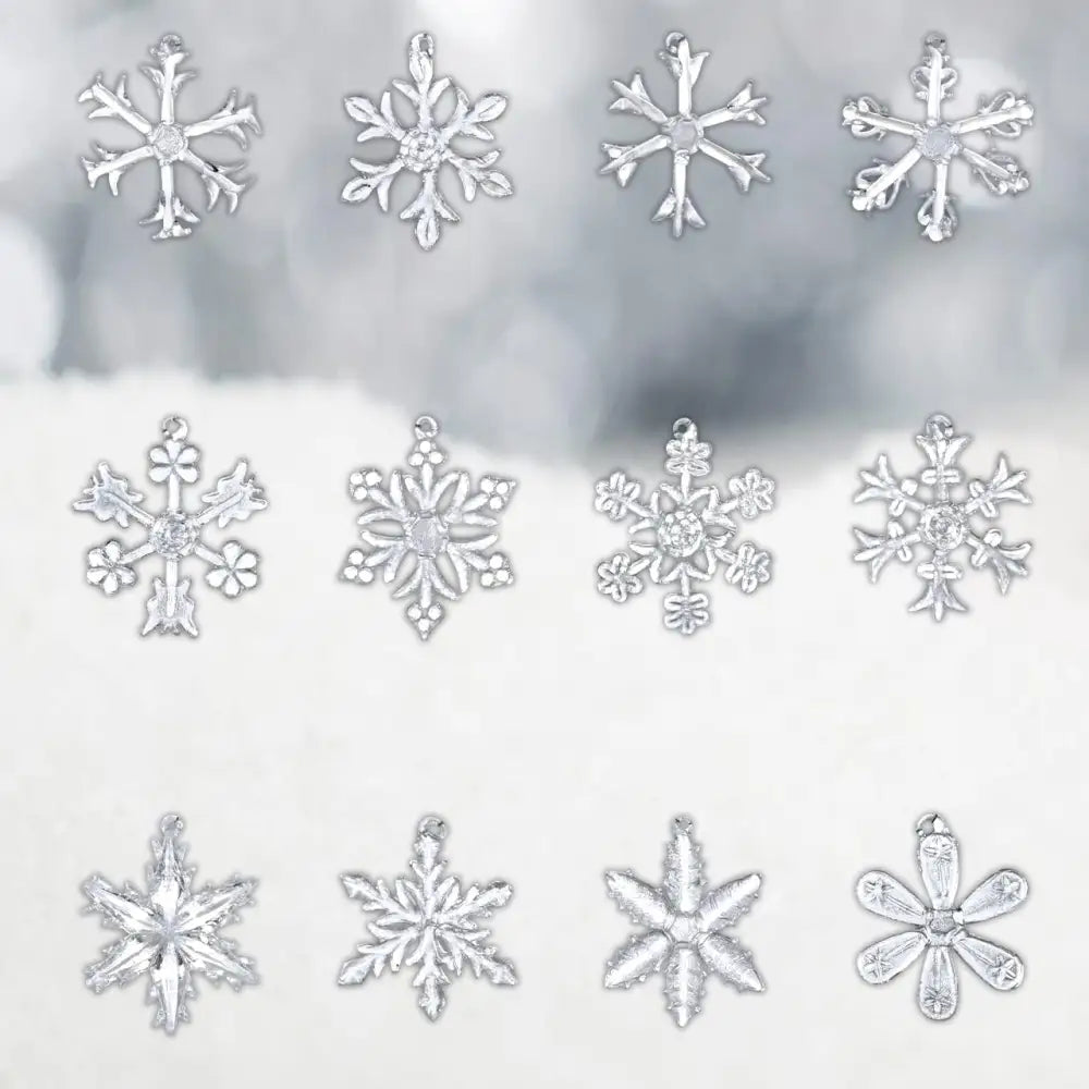 4E’s Novelty 12 Pack Clear Glass Snowflake Ornaments – Sparkling Christmas Tree Decorations Handcrafted Holiday Charm