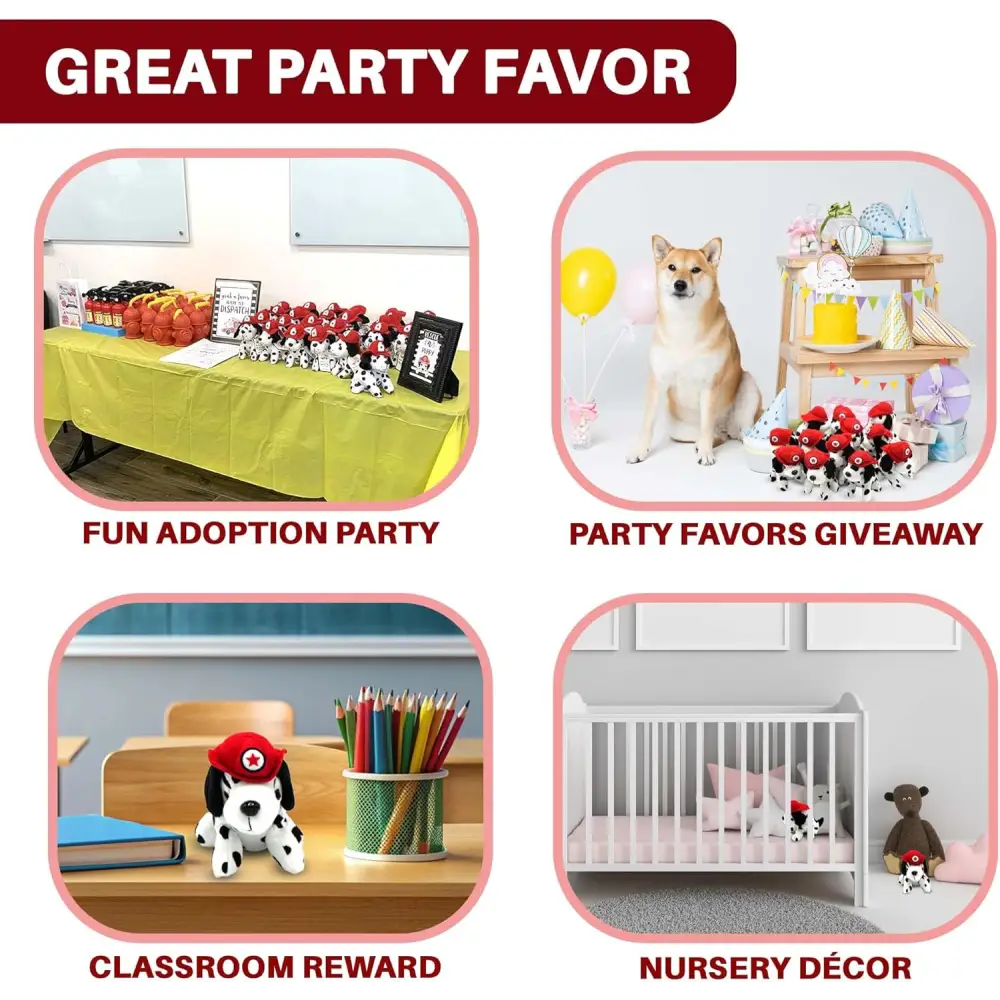 4E’s Novelty 12 Pack Dalmatian Stuffed Animals - Plush Puppy Toys for Kids Party Favors & Gifts