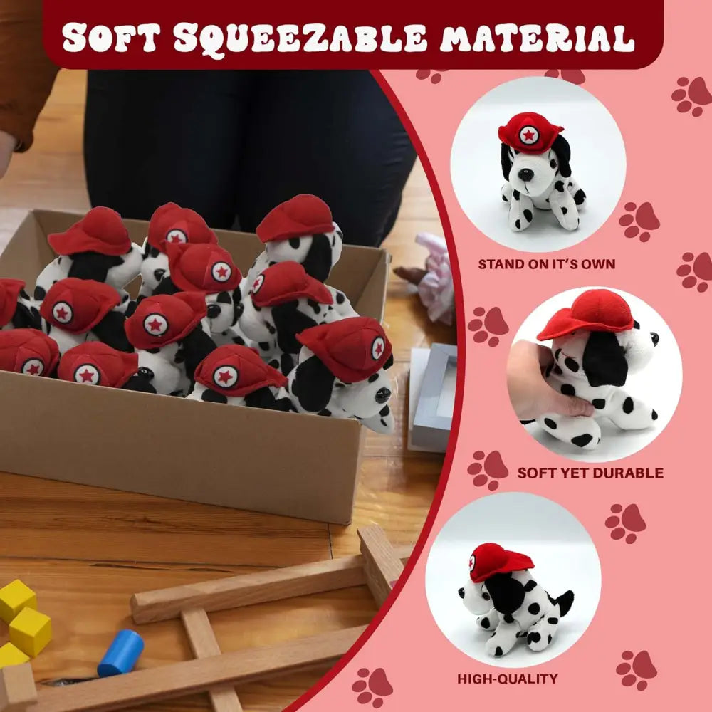 4E’s Novelty 12 Pack Dalmatian Stuffed Animals - Plush Puppy Toys for Kids Party Favors & Gifts