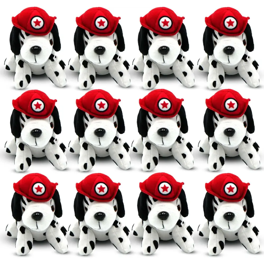 4E’s Novelty 12 Pack Dalmatian Stuffed Animals - Plush Puppy Toys for Kids Party Favors & Gifts