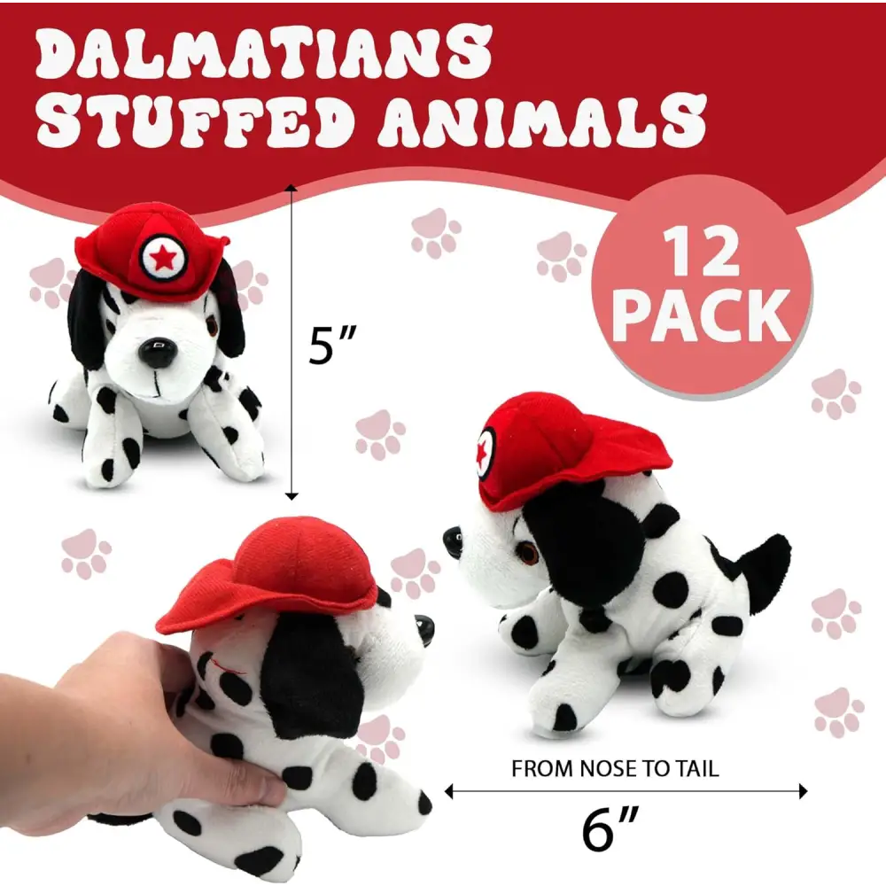 4E’s Novelty 12 Pack Dalmatian Stuffed Animals - Plush Puppy Toys for Kids Party Favors & Gifts