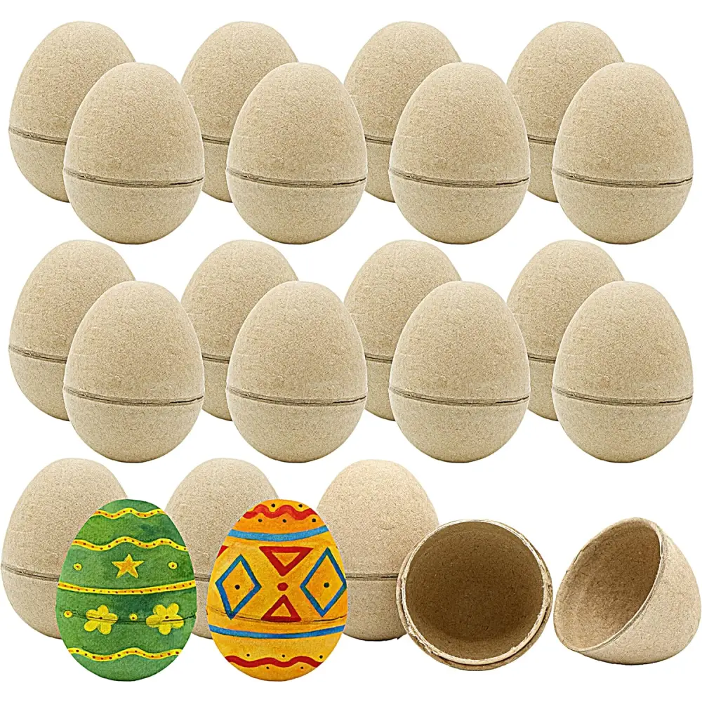4E’s Novelty 12 Pack DIY Paper Mache Easter Eggs – Paintable & Fillable for Easter Crafts