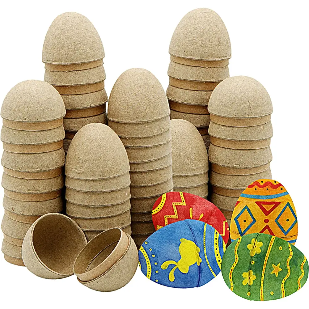 4E’s Novelty 12 Pack DIY Paper Mache Easter Eggs – Paintable & Fillable for Easter Crafts