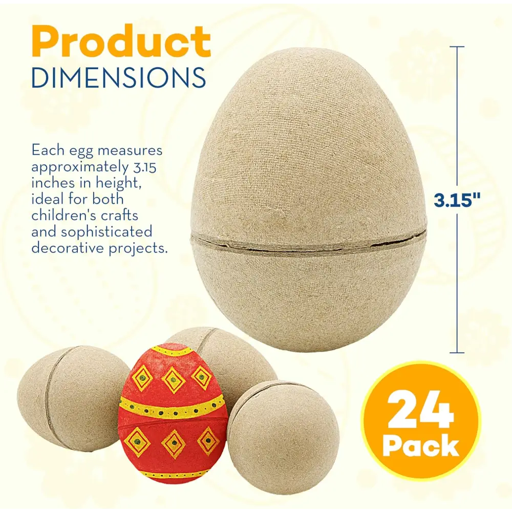 4E’s Novelty 12 Pack DIY Paper Mache Easter Eggs – Paintable & Fillable for Easter Crafts