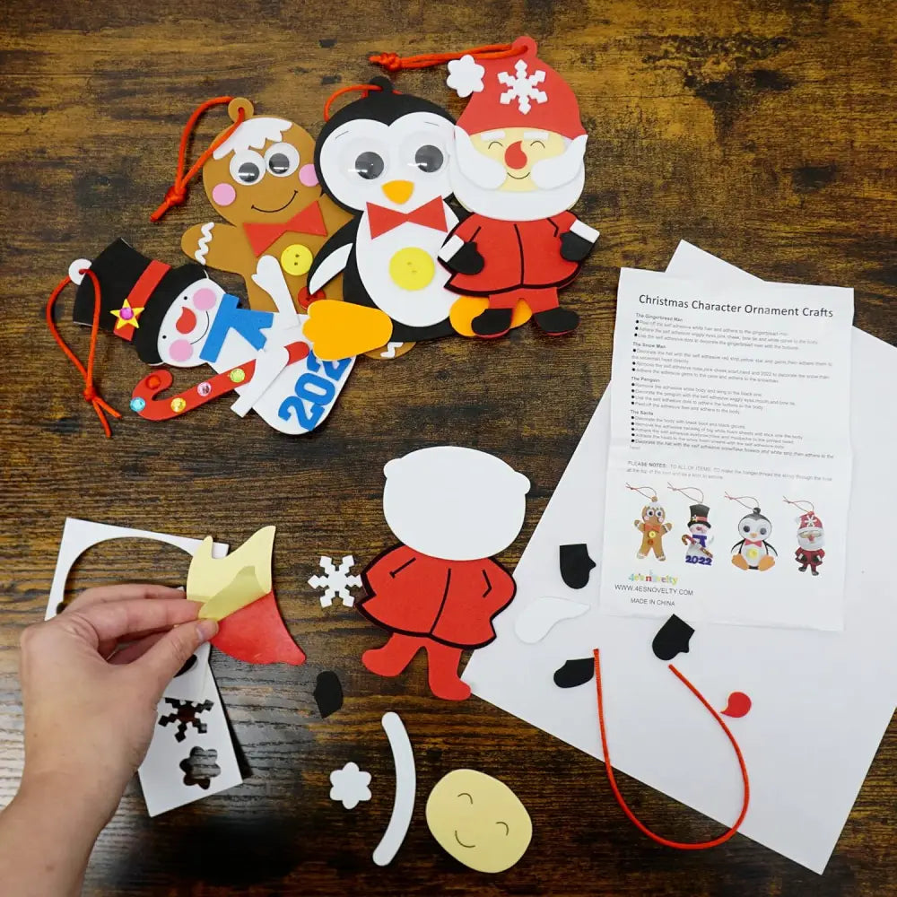 4E’s Novelty 12 Pack Foam Christmas Character Ornament Crafts for Kids - DIY Christmas Arts & Ornament Crafts for 3-12