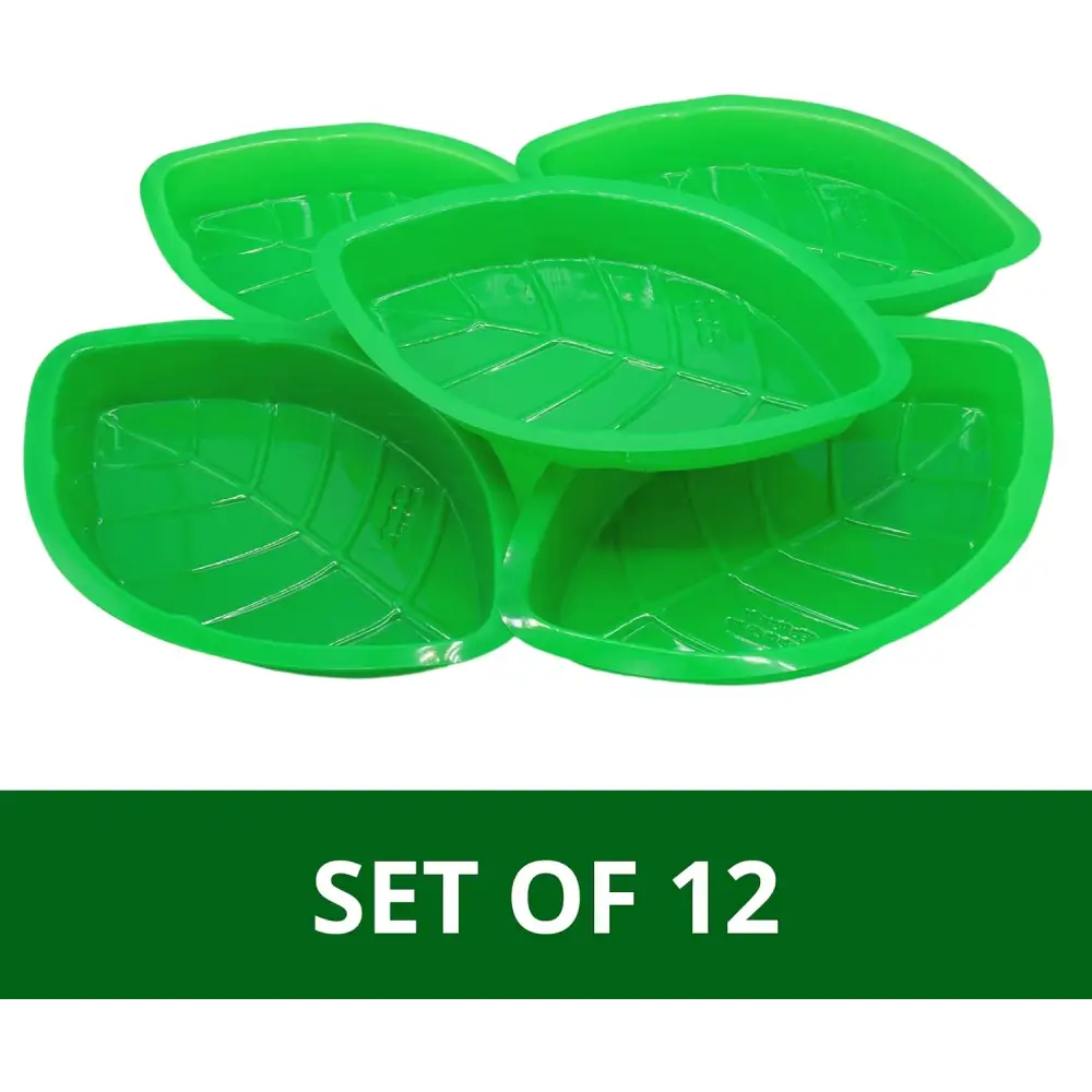4E’s Novelty 12 Pack Green Leaf Plates for Luau Party Decorations – Cute Luau Party Trays Perfect Hawaiian Party