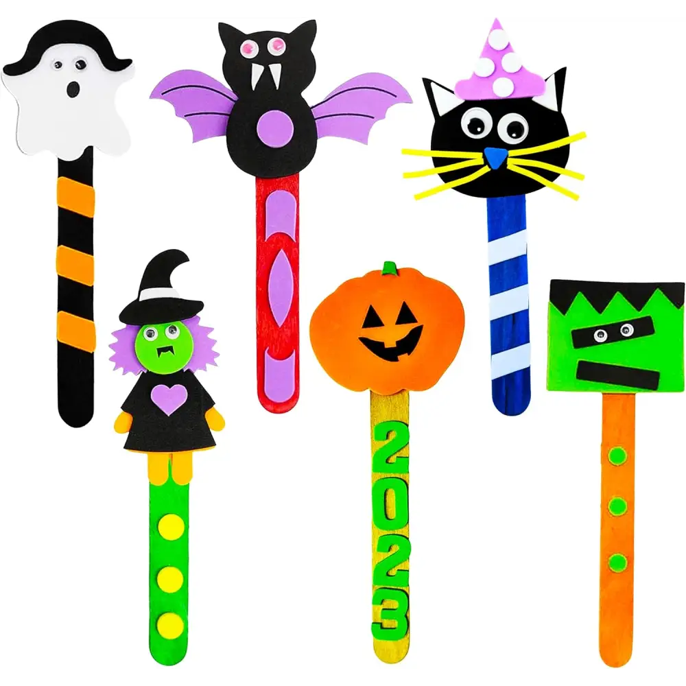 4E’s Novelty 12 Pack Halloween Bookmark Craft Kit – Foam Crafts for Kids Ages 4-8 8-12 Classroom Fun - Arts & Crafts