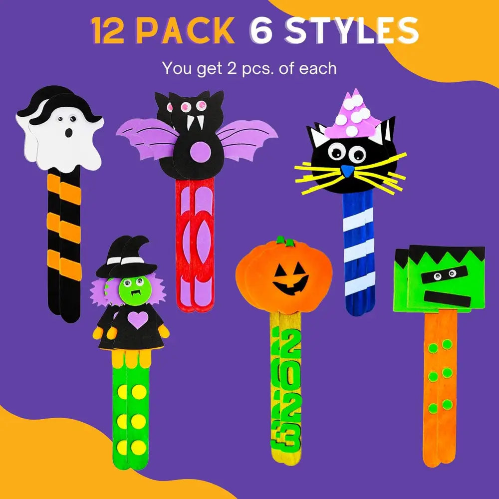 4E’s Novelty 12 Pack Halloween Bookmark Craft Kit – Foam Crafts for Kids Ages 4-8 8-12 Classroom Fun - Arts & Crafts