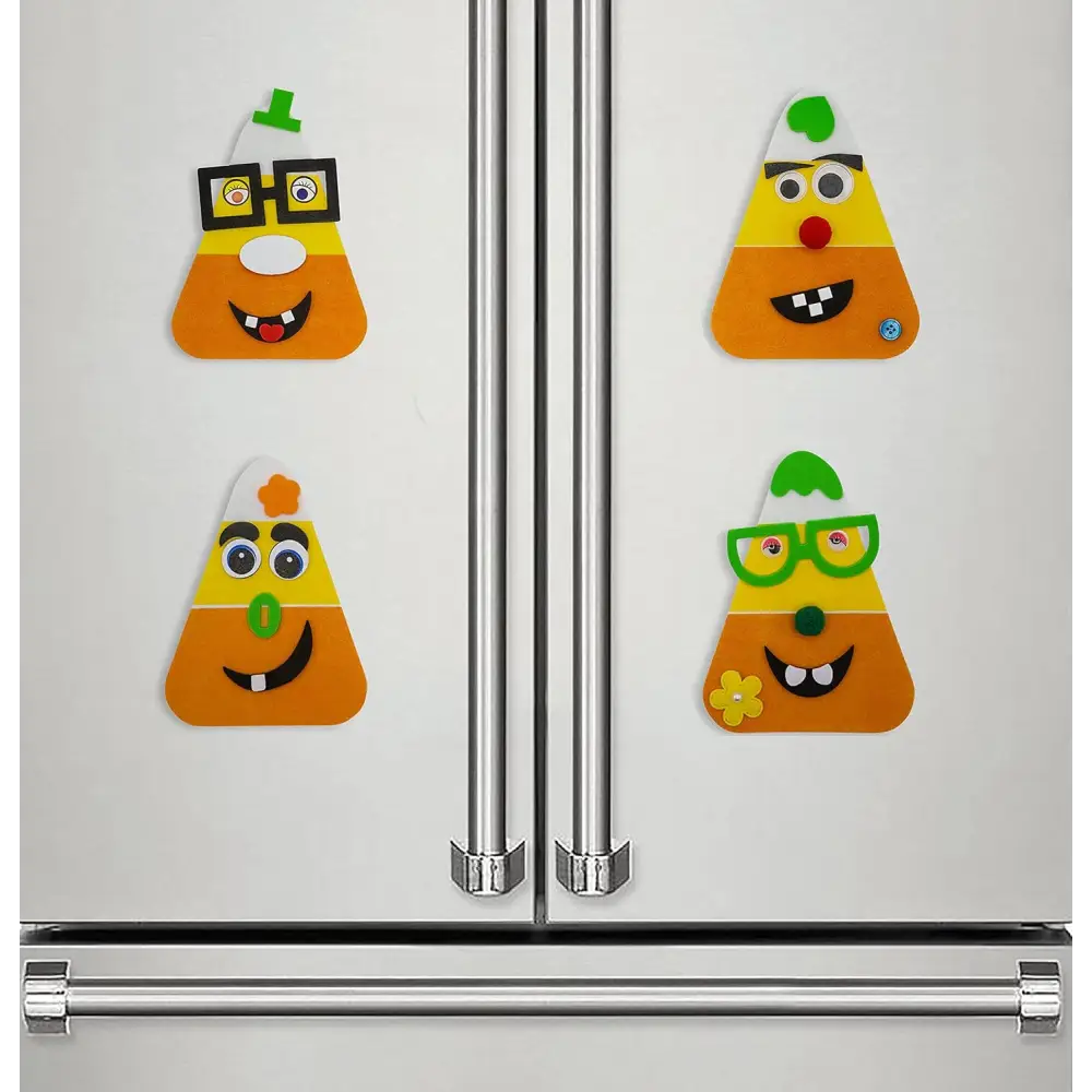 4Eโs Novelty 12 Pack Halloween Candy Corn Magnet Craft Kit โ Goofy Foam Crafts for Kids Party Favors - Arts & Crafts