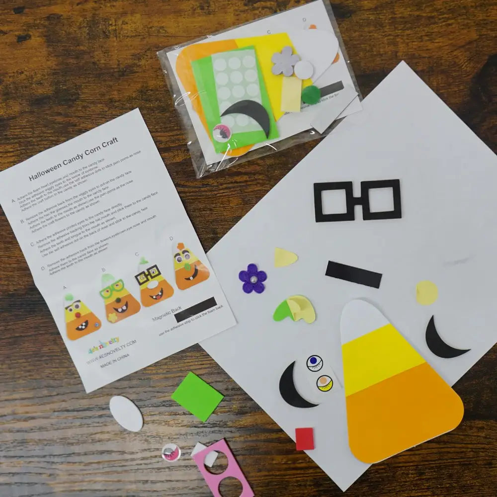 4Eโs Novelty 12 Pack Halloween Candy Corn Magnet Craft Kit โ Goofy Foam Crafts for Kids Party Favors - Arts & Crafts