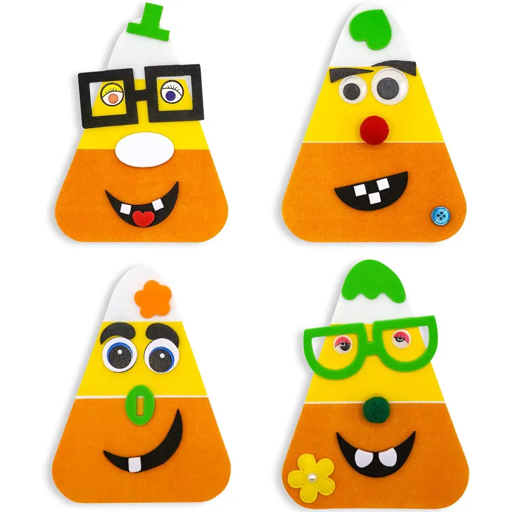 4Eโs Novelty 12 Pack Halloween Candy Corn Magnet Craft Kit โ Goofy Foam Crafts for Kids Party Favors - Arts & Crafts