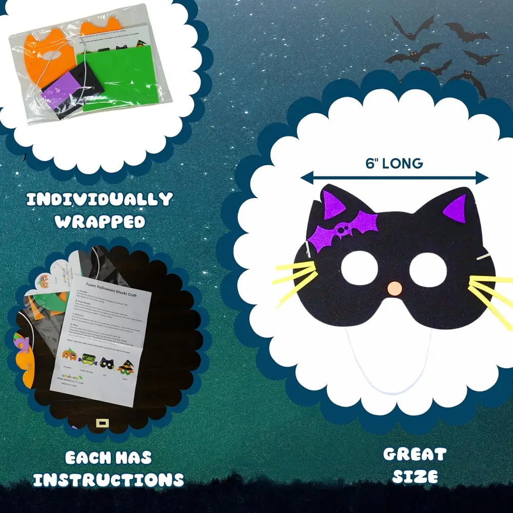 4E’s Novelty 12 Pack Halloween DIY Mask Craft Kit – Foam Crafts for Kids Ages 3 + Party & Classroom Fun