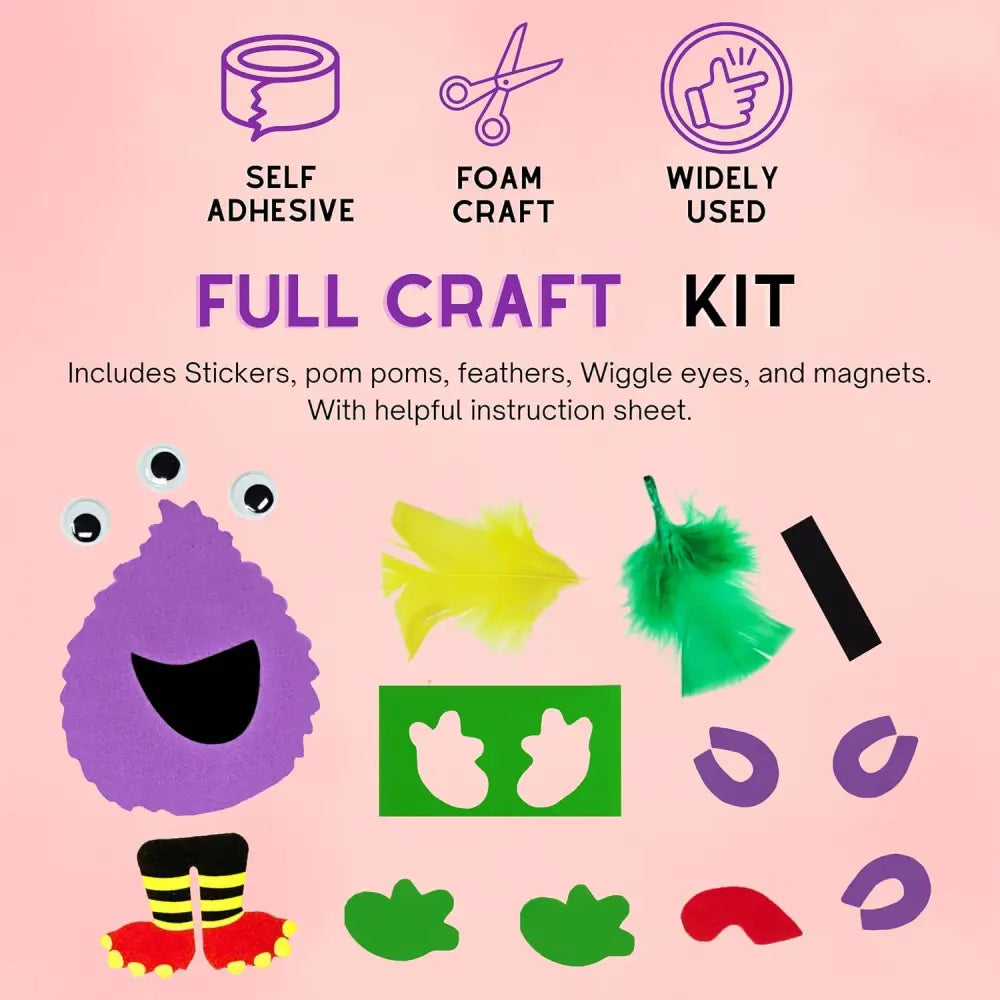4E’s Novelty 12 Pack Halloween Silly Monster Craft Kit – Foam Magnet Crafts for Kids Ages 3 + Party Fun
