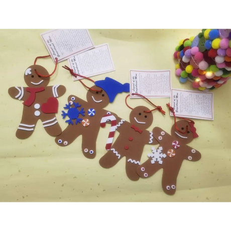 4E’s Novelty 12 Pack Legend of Gingerbread Man Ornament Craft - Foam Christmas Ornaments Set for Ages 4-12 DIY
