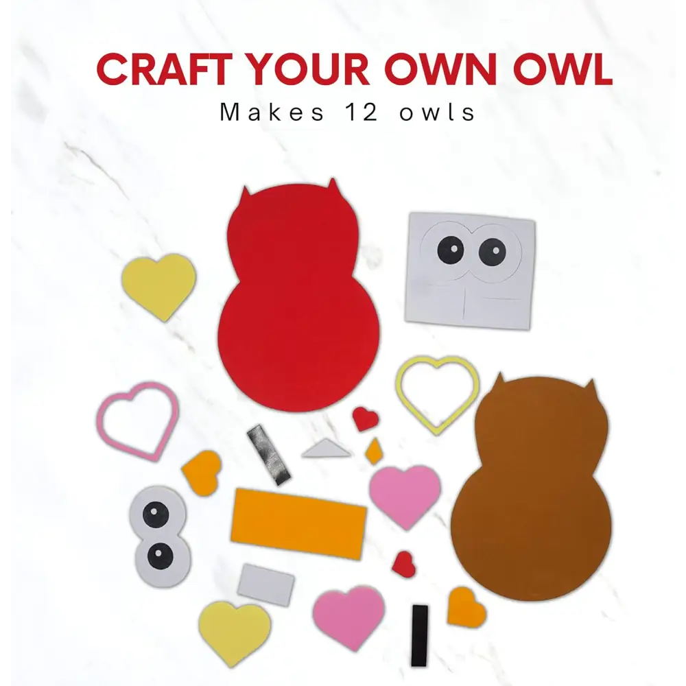 4Eโs Novelty 12-Pack Owl Magnet Valentine Crafts โ Fun DIY Foam Crafts for Kidsโ Classroom