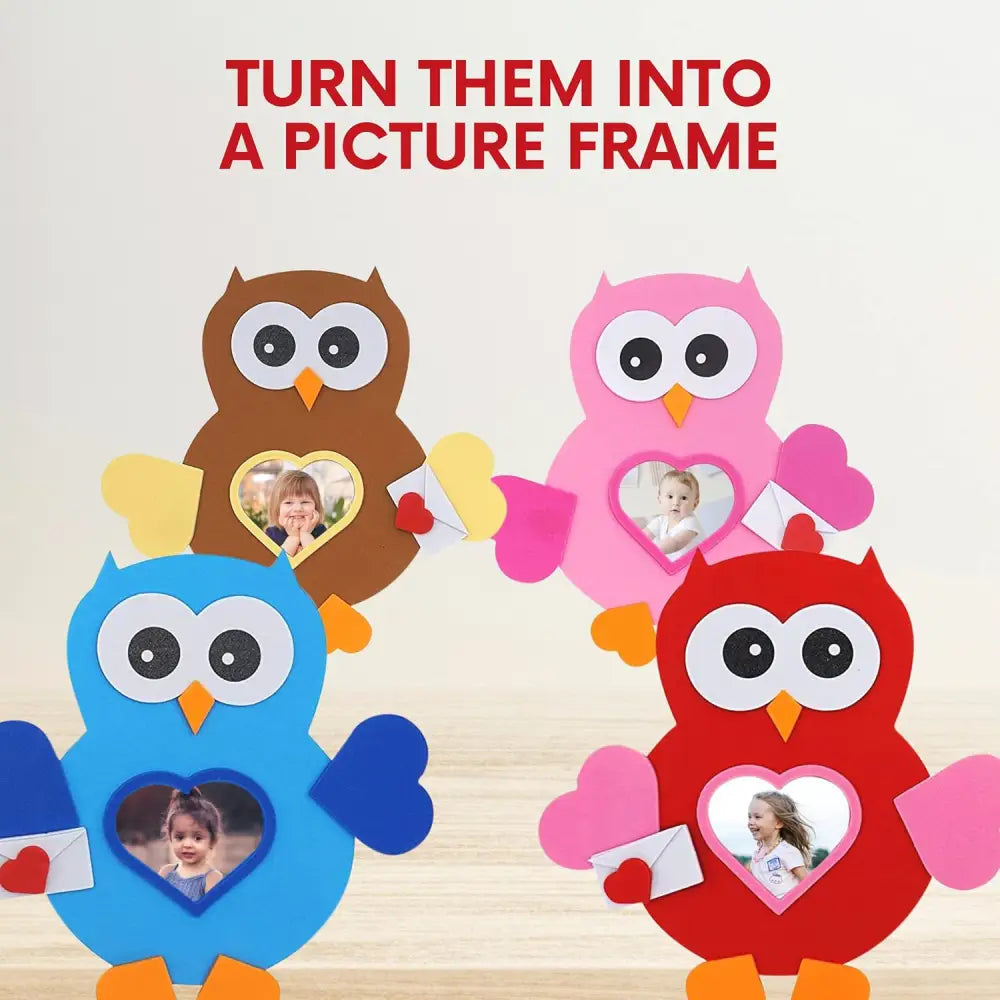 4Eโs Novelty 12-Pack Owl Magnet Valentine Crafts โ Fun DIY Foam Crafts for Kidsโ Classroom