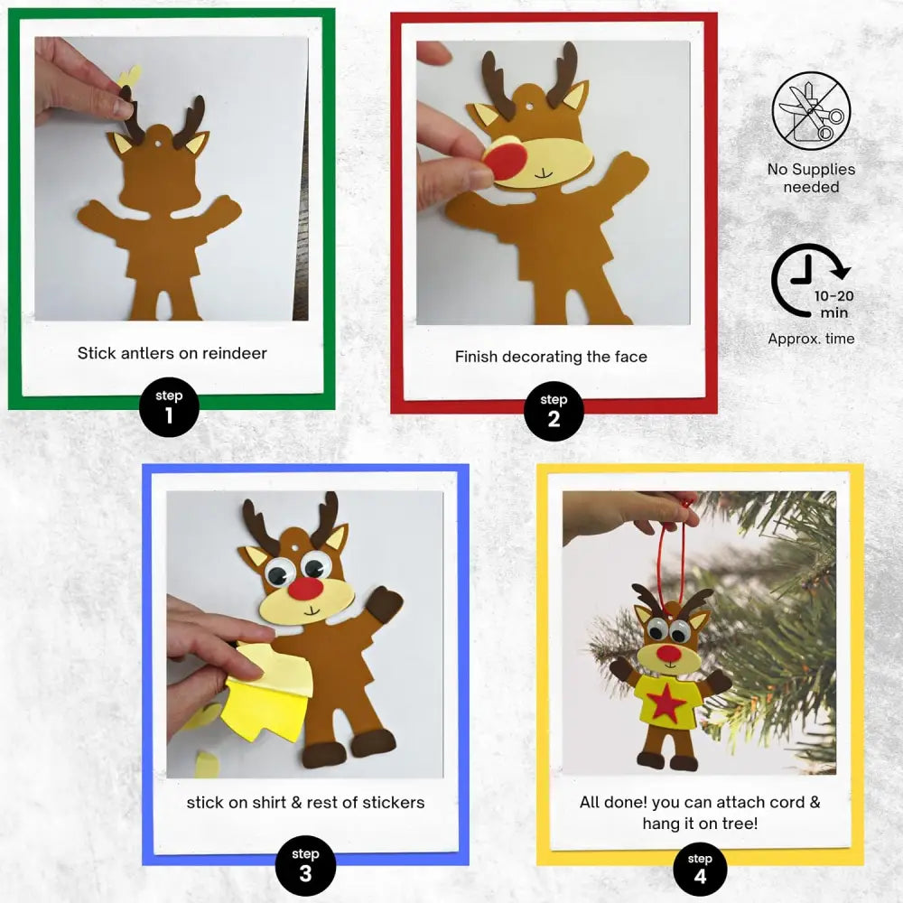 4E’s Novelty 12 Pack Reindeer Foam Craft Kit - Easy DIY Reindeer Ornament Craft Christmas Crafts for Kids 4-12