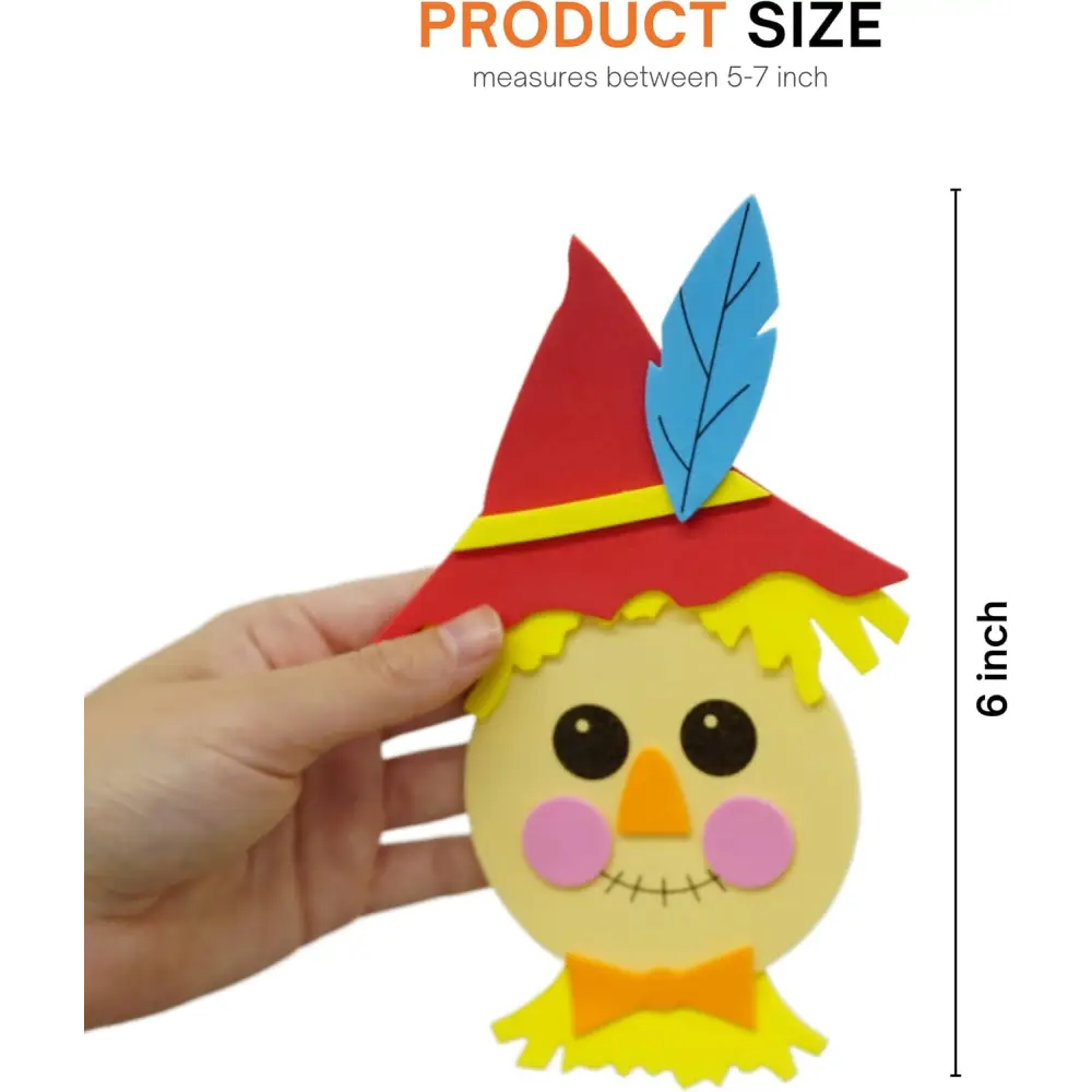 4Eโs Novelty 12 Pack Scarecrow Crafts for Kids - Fun Fall Crafts for Kids Bulk with Self Adhesive Scarecrow Face