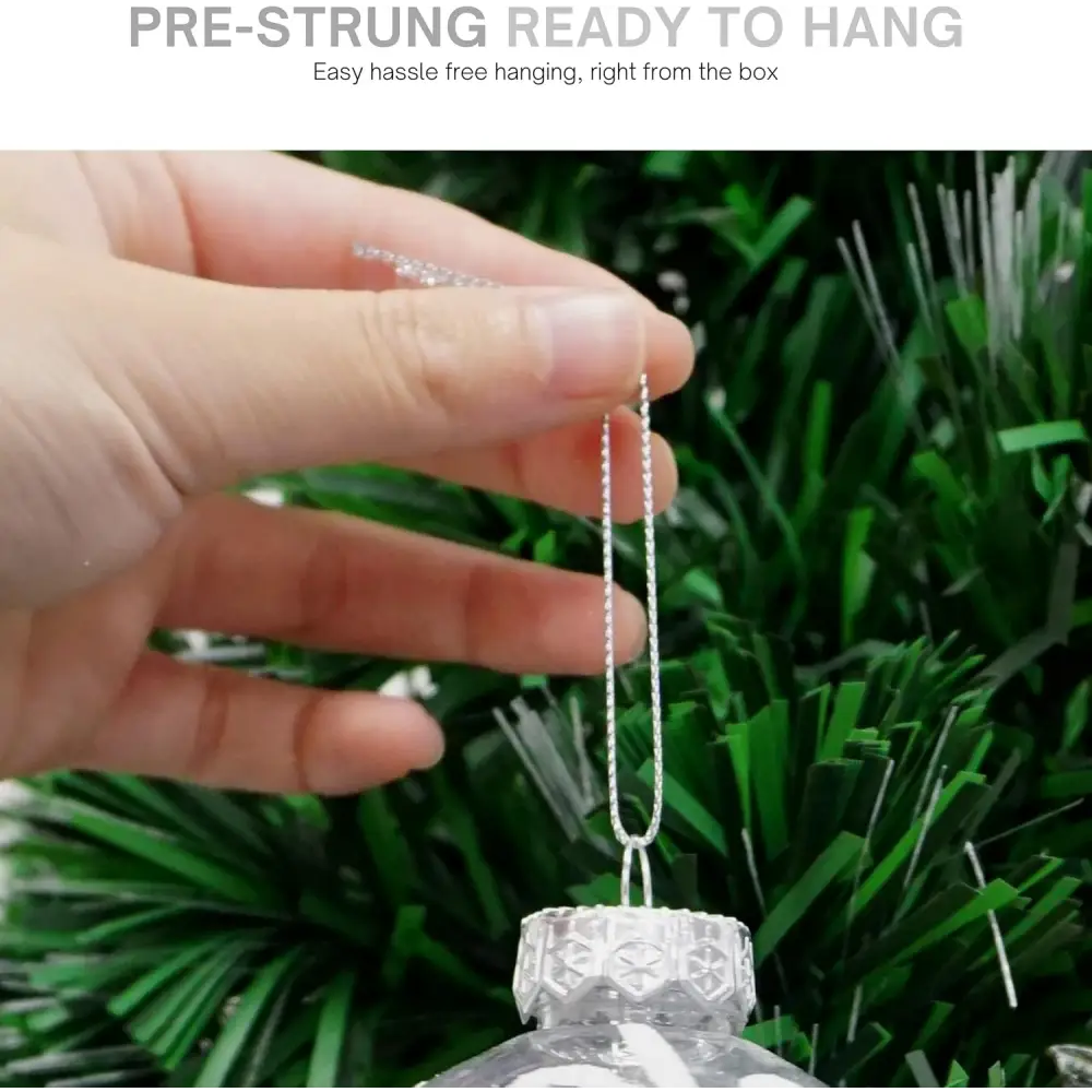 4E’s Novelty 12 Pack Shatterproof White Christmas Ball Ornaments - White Swirl Christmas Balls 3.15’’/80mm Large