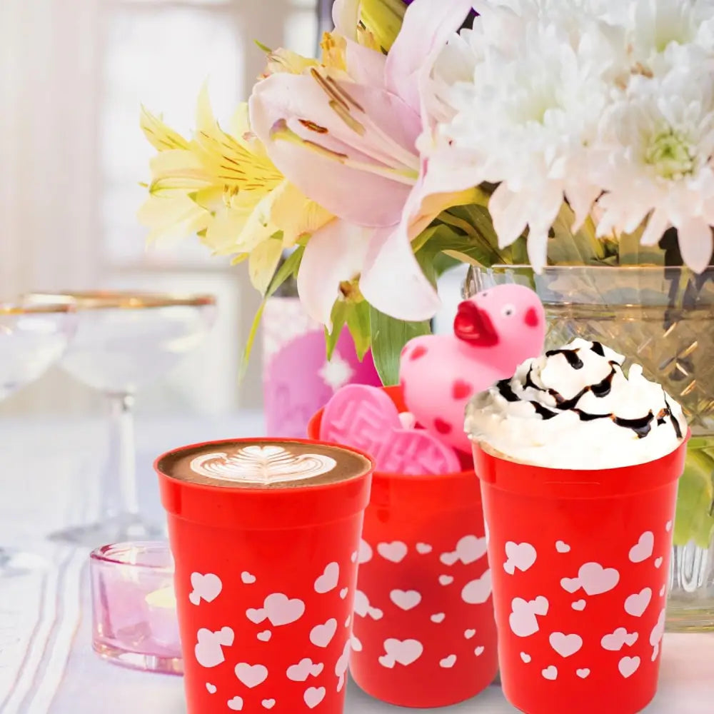 4E’s Novelty 12-Pack Valentine Reusable Cups – BPA-Free 8oz Kids’ Party Favors for Classroom