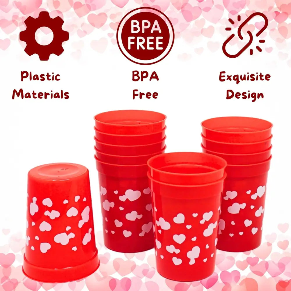 4E’s Novelty 12-Pack Valentine Reusable Cups – BPA-Free 8oz Kids’ Party Favors for Classroom