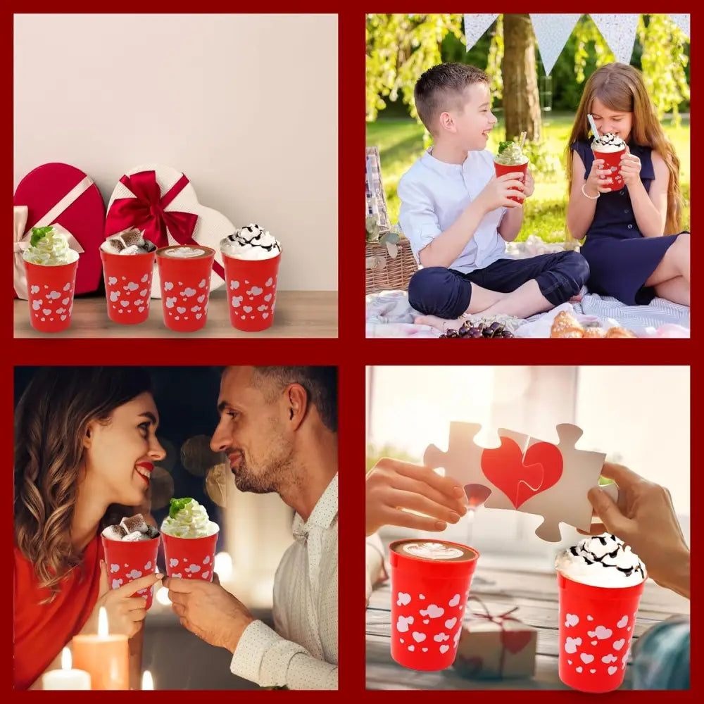 4E’s Novelty 12-Pack Valentine Reusable Cups – BPA-Free 8oz Kids’ Party Favors for Classroom