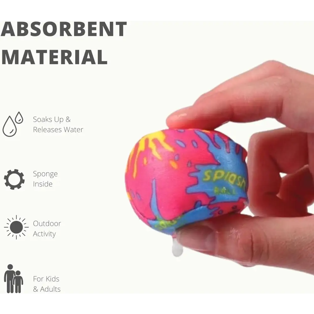 4E’s Novelty 12 Pack Water Bomb Splash Balls – 2’’ Sponge Balls for Pool Party Kids