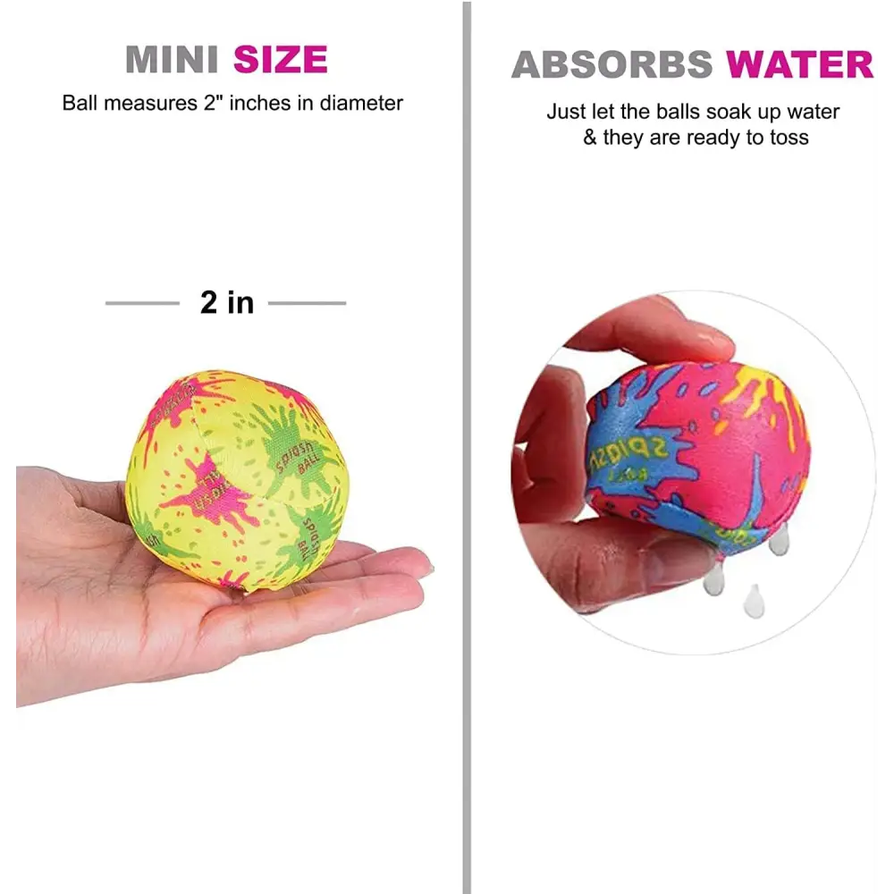 4E’s Novelty 12 Pack Water Bomb Splash Balls – 2’’ Sponge Balls for Pool Party Kids