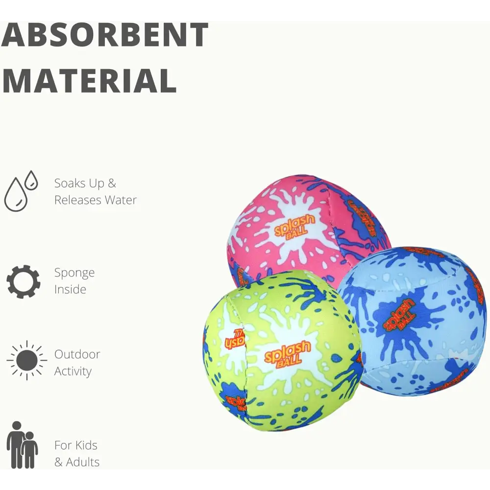 4E’s Novelty 12 Pack Water Bomb Splash Balls – 3’’ Sponge Balls for Pool Party Kids