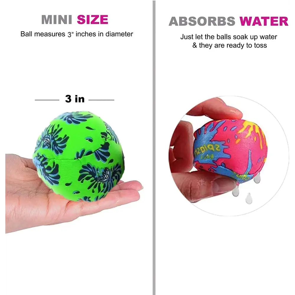 4E’s Novelty 12 Pack Water Bomb Splash Balls – 3’’ Sponge Balls for Pool Party Kids