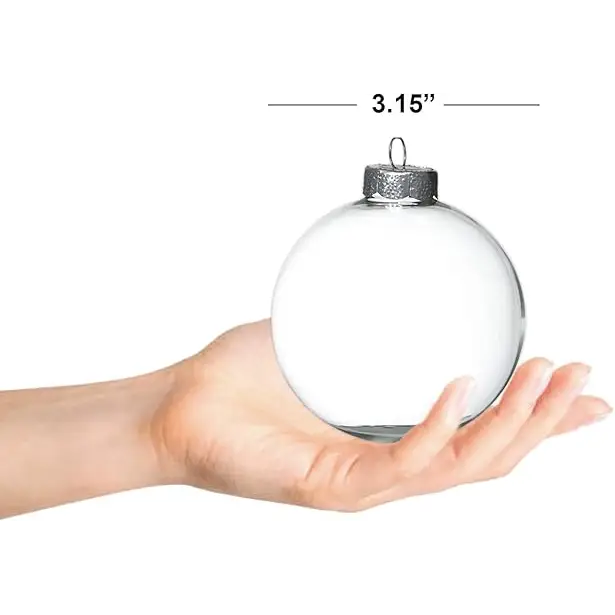 4E’s Novelty 12-Piece Ornament: 6 round 6 flat clear 80mm shatterproof ball for crafts fillable for DIY project.